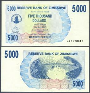 ### ZIMBABWE - P45 - 2006 - 5000 DOLARÓW