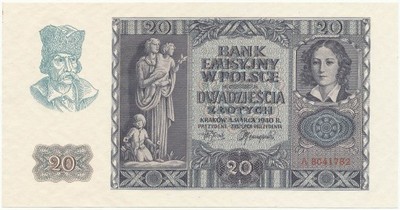 4809. 20 złotych 1940 - A - st.1-