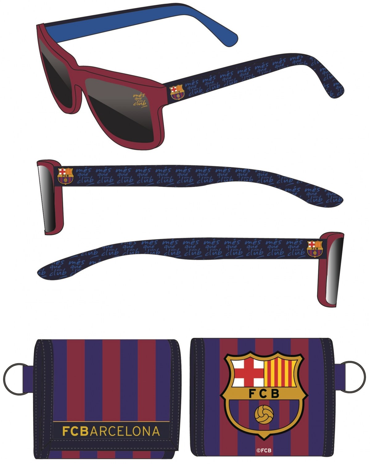 Okulary przeciwsłoneczne + portfel FC Barcelona