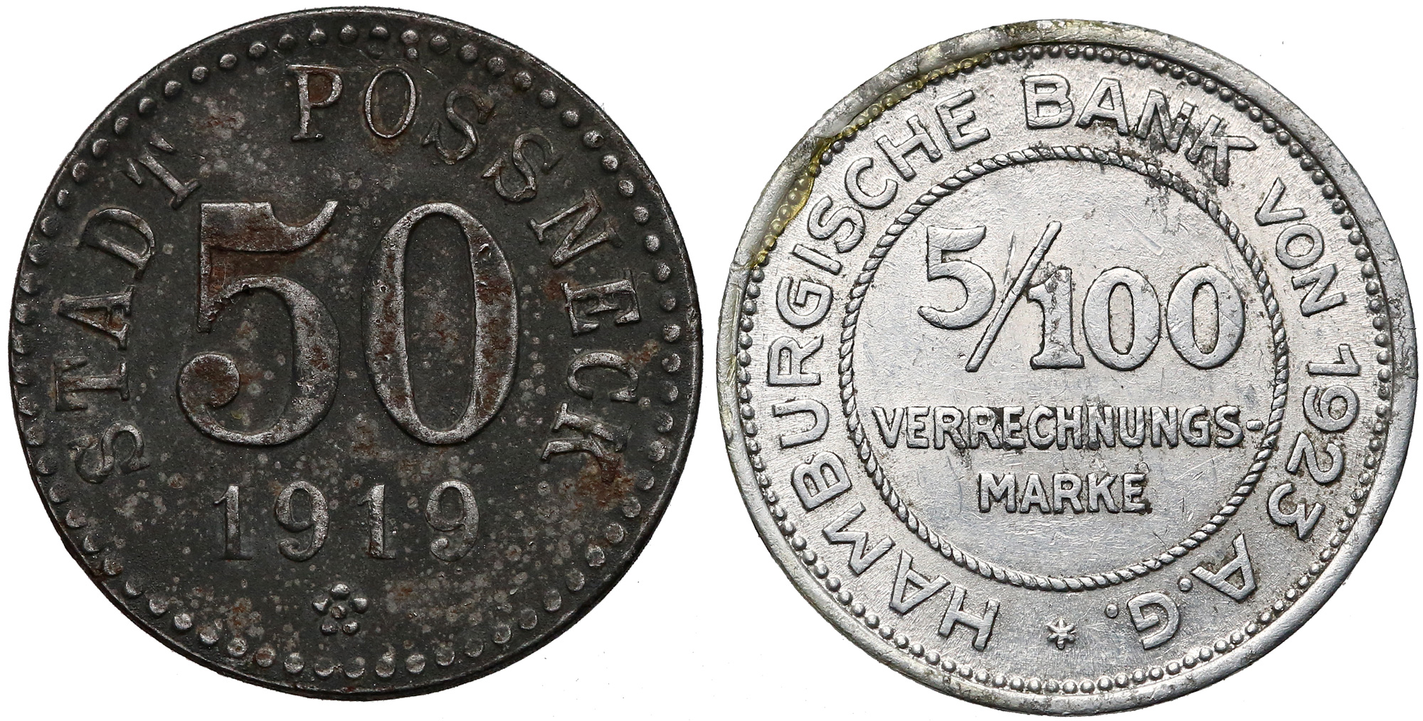 049. Possneck 50 pfg 1919 i Hamburg 5/100 mk (2sz)