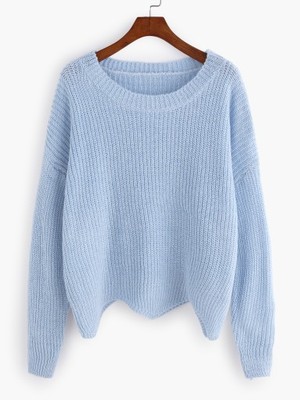 Błękitny sweter niebieski sweterek crop top S/M - 6783759548 - oficjalne  archiwum Allegro