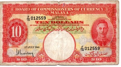 Malaya 10 Dollars 1941 P-13