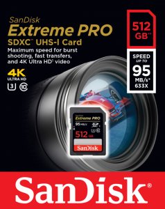 SanDisk Extreme Pro SDXC 512GB U3 4K 95MB/s