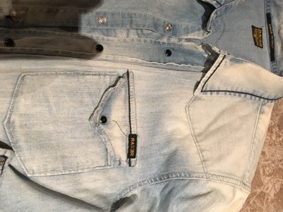 Rare jeansowa koszula L cieniowana napisy eskluzyw
