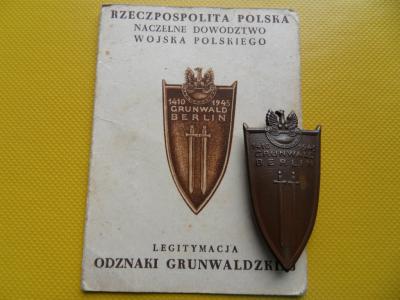 Odznaka Grunwaldzka + legitymacja , nadanie 1974r.