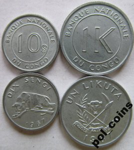 Kongo zestaw 2 monety 1967 UNC