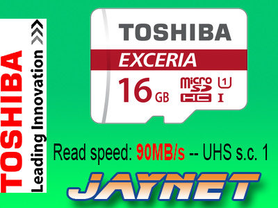 TOSHIBA 16 GB micro SD HC Class 10 UHS1 90MBs +ada