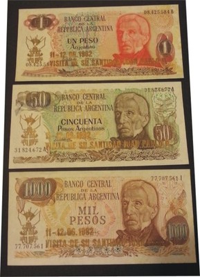 Seria banknotów z nadrukiem 3 sztuki. JP II