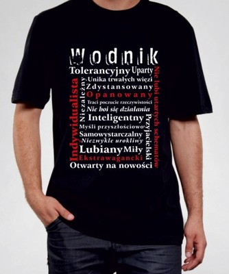 Koszulka z nadrukiem, znak zodiaku WODNIK, cechy! - 6851342071 - oficjalne  archiwum Allegro