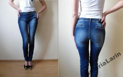 FLY GIRL spodnie jeans granat imitacja kieszeni 32 - 4234156941 - oficjalne  archiwum Allegro