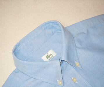LACOSTE - CASUAL BLUE OXFORD BUTTON DOWN SHIRT - M