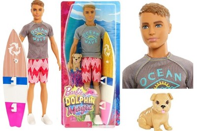 Barbie KEN SURFER + piesek + akcesoria