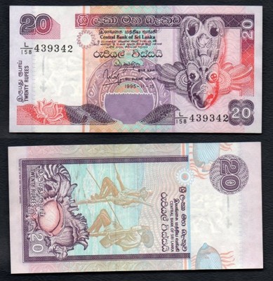 20 rupees 1995 rok. SRI LANKA Banknot.