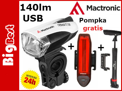 Zestaw USB MacTronic Lampa STREET 01+RED LINE 20lm