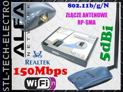 ALFA AWUS036NHV 5dBi RP-SMA 802.11n USB 150Mbps