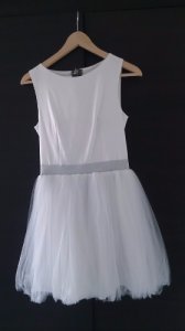 Sukienka tiul biała ślubna letnia krótka S okazja!