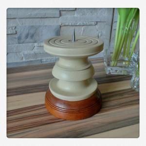 świecznik drewniany, toczony, shabby, vintage - 6003342421 - oficjalne  archiwum Allegro