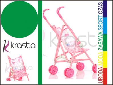 Składany Wózek dla lalek spacerówka - różowa