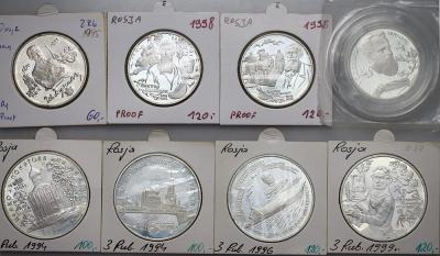 5252. Rosja, 8 szt. srebrnych monet od roku 1994