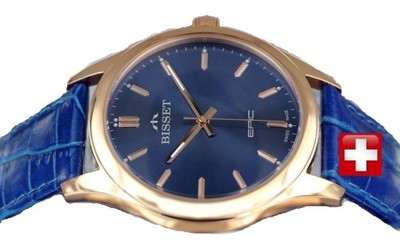 HQ SWISS MADE WATCHES ROSEGOLD BISSET BSCC41 BLUE