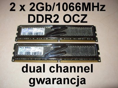 Dual channel 2x2Gb DDR2 OCZ 1066MHz gwarancja