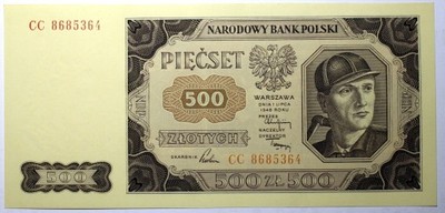 500 złotych 1948 ser.CC - UNC !!!