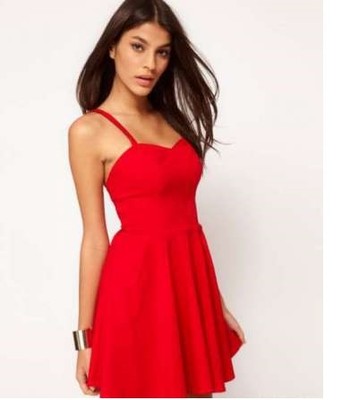 czerwona rozkloszowana sukienka ASOS gorset 34 36 - 6603243527 - oficjalne  archiwum Allegro
