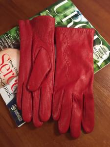 NOWE skórzane czerwone rękawiczki idealne