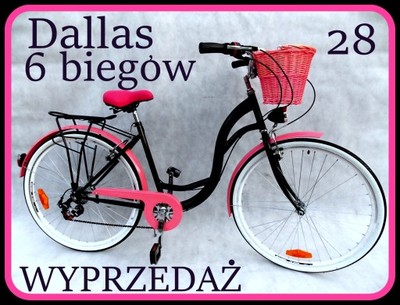 Polski Rower Miejski 28 Dallas 6 biegow CZARNYróż