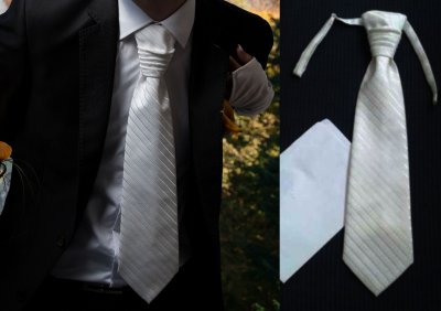 krawat musznik ecru, ślub, ślubny