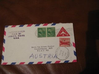 Kop.listu lotniczego 1966 r z USA do Austrii