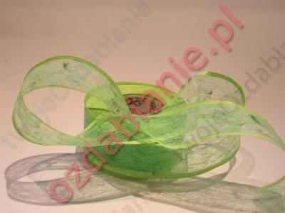 Wstążka fizelinowa zielona , lekko cieniowana 40mm
