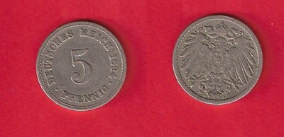 Niemcy - 5 fenigów 1894 A