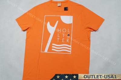 HOLLISTER Koszulka T-Shirt Męski POMARAŃCZOWY XL
