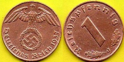 NIEMCY  1 Reichspfennig 1937 r.  J