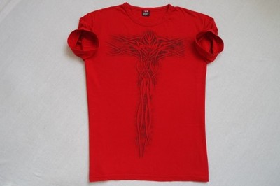 DIESEL koszulka czerwona t-shirt nadruk_____XL/XXL