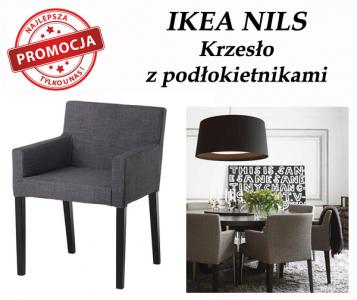 IKEA NILS KRZESŁO Z PODŁOKIETNIKAMI SZARY PROMOCJA - 5644342393 - oficjalne  archiwum Allegro