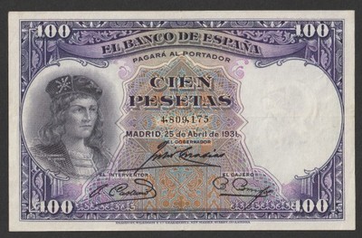 Hiszpania - 100 peset - 1931 - de Cordoba *