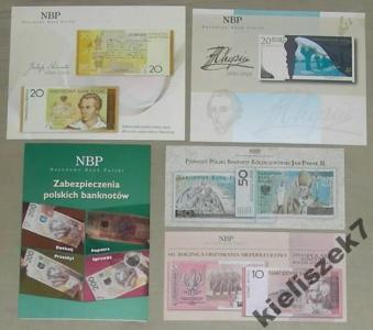 Foldery do banknotów  zestaw 10 sztuk język polski