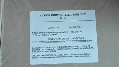 Francuskie racje żywnościowe 12h, MRE, Menu 3 2018