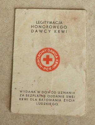 Legitymacja Honorowego DAwcy Krwi 1970