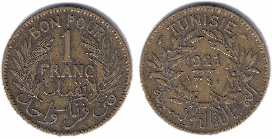 40(4) - Tunezja,1 Frank 1921