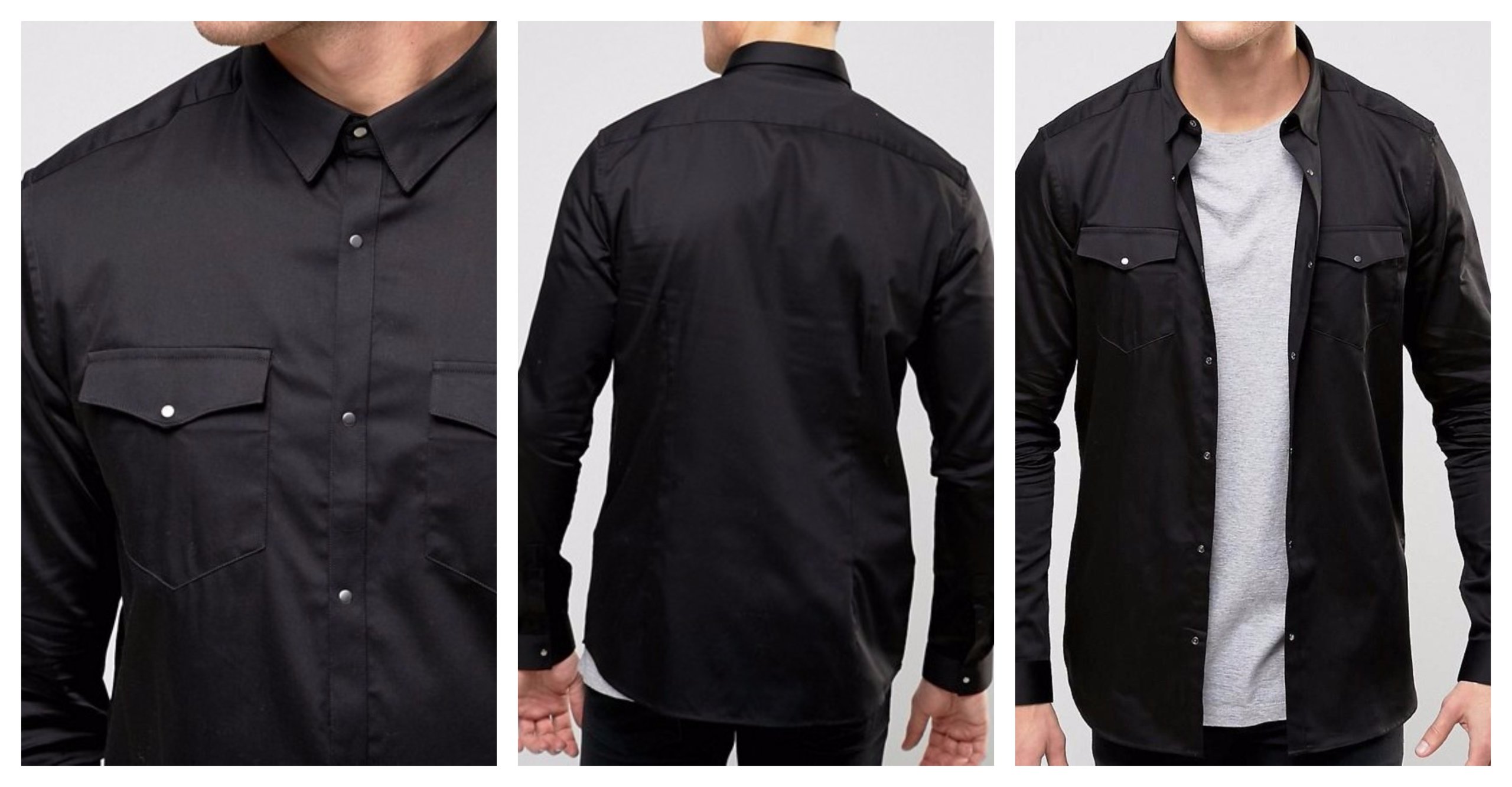 koszula męska czarna zatrzaski casual gładka XL - 7016256438 - oficjalne  archiwum Allegro