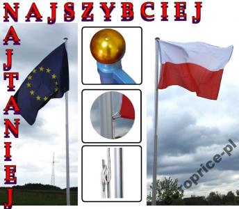 MASZT FLAGOWY ALUMINIUM 6,20m FLAGA POLSKI GRATIS