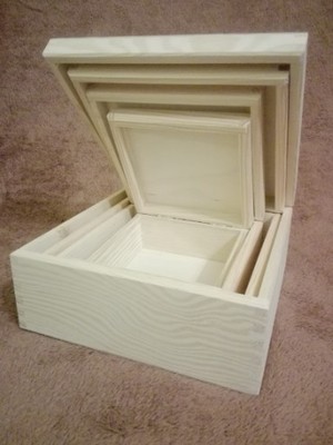pudełko-skrzyneczka drewniana 4 w 1 kwadrat