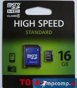 KARTA TOSHIBA 16GB MICROSD/SDHC z Adapterem