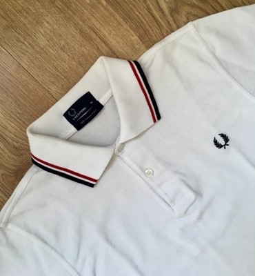 FRED PERRY - WHITE SLIM FIT POLO - M / S - NOWA