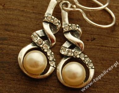 ALVARO srebrne kolczyki perła kryształy na prezent
