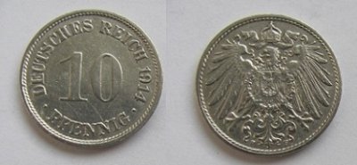 Niemcy 10 pfennig 1914 F