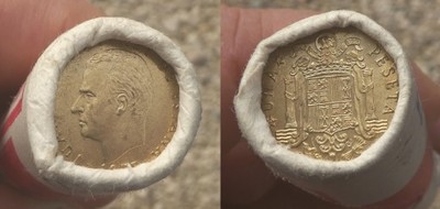 1975 Hiszpania,unikalna rolka mennicza 1 pesetax50